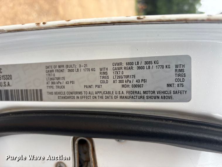 image for item ET2003 2021 RAM 1500 Ext. Cab pickup truck