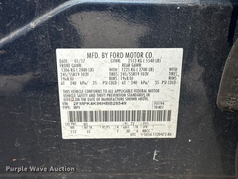 image for item ET6215 2017 Ford Edge SUV