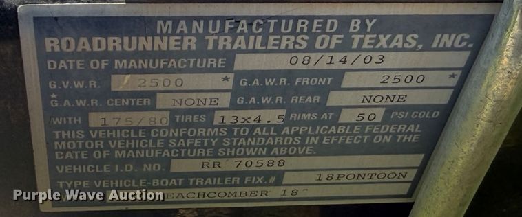 image for item ET6260 2004 Beachcomber pontoon boat
