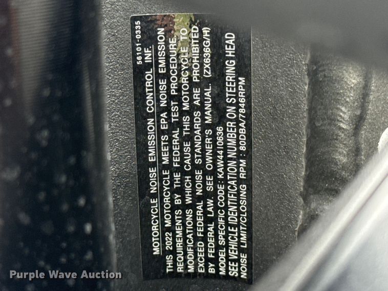 image for item ET6261 2022 Kawasaki ZX-6R motorcycle