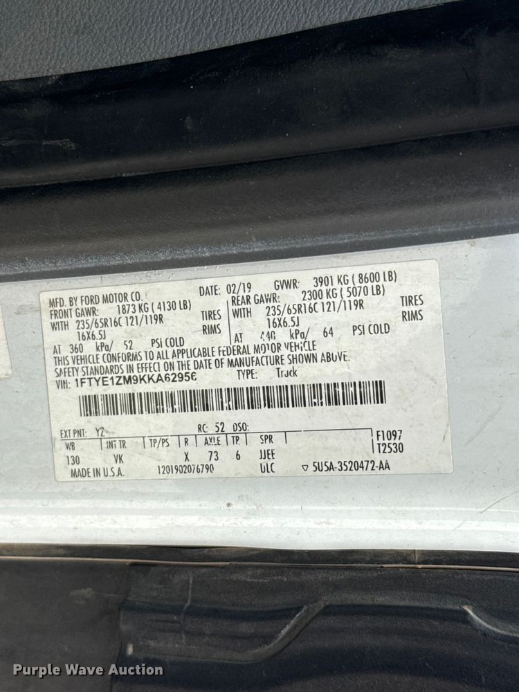 image for item ET6289 2019 Ford Transit  van
