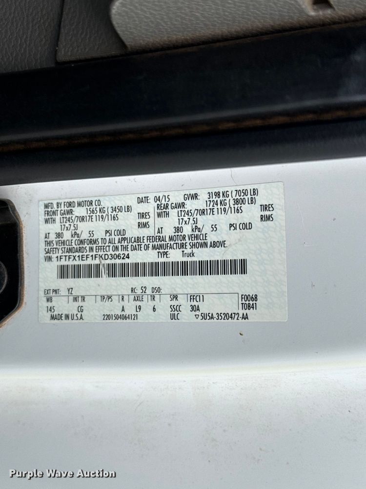 image for item ET6302 2015 Ford F150 Ext. Cab pickup truck