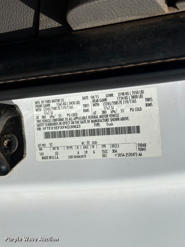 image for item ET6306 2015 Ford F150 Ext. Cab pickup truck