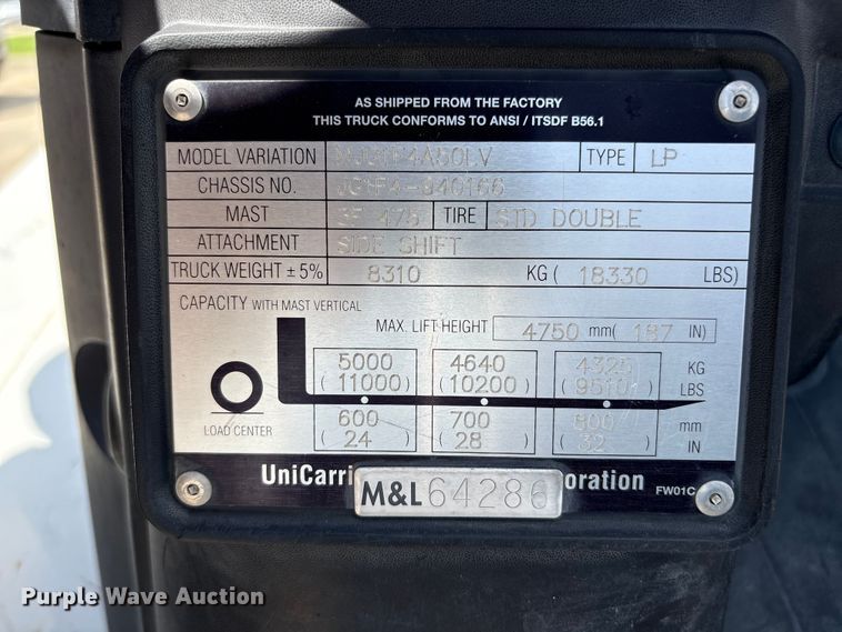 image for item EU0666 2015 Nissan PF100YLP forklift