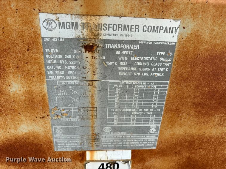 image for item EU5667 MGM transformer company transformer