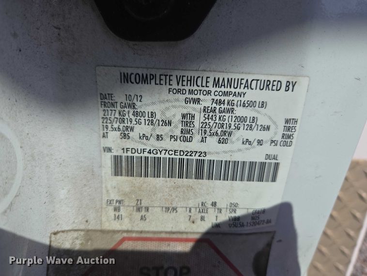 image for item EW0142 2012 Ford F450 Super Duty bucket truck
