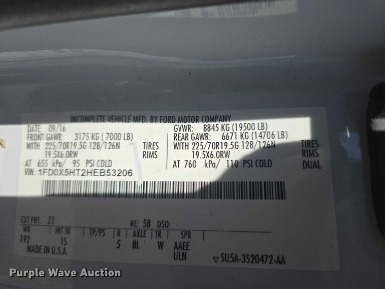 image for item EW0145 2017 Ford F550 Super Duty Ext. Cab utility / service truck