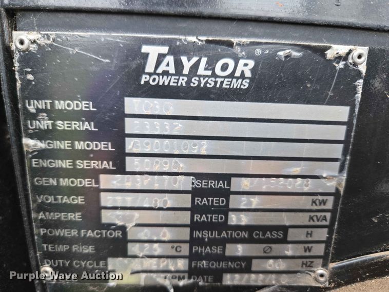 image for item EW0284 Taylor Power Systems T030 generator