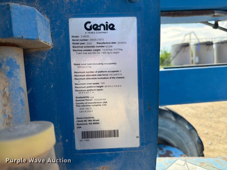 image for item EW4770 2002 Genie Z-45/25 boom lift