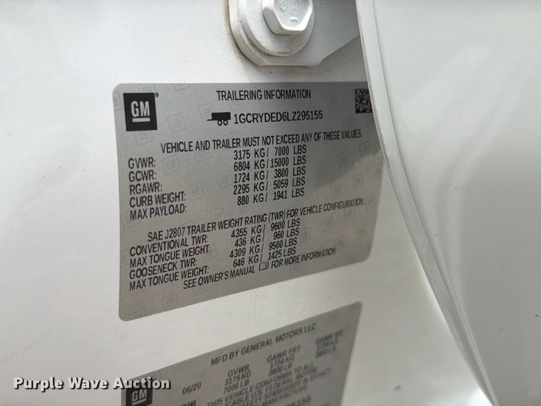 image for item EX4492 2020 Chevrolet Silverado 1500 Ext. Cab pickup truck