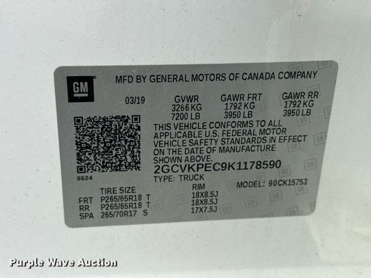 image for item EX4493 2019 Chevrolet Silverado 1500 Ext. Cab pickup truck