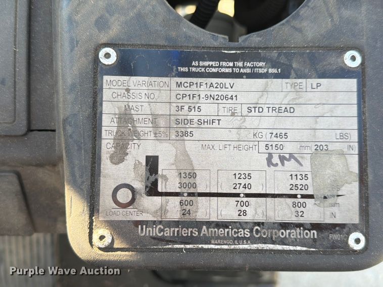 image for item EX4496 2016 UniCarriers CFS40 forklift