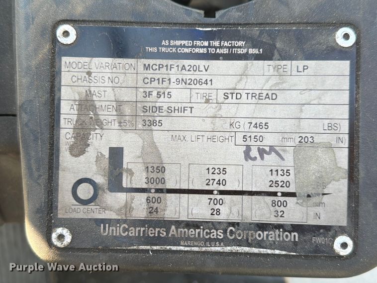 image for item EX4496 2016 UniCarriers CFS40 forklift