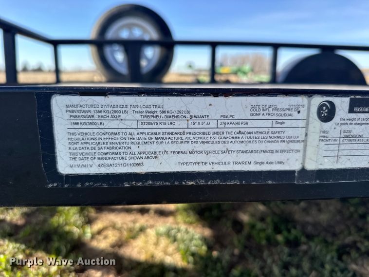 image for item FB7128 2016 Load Trail utility trailer