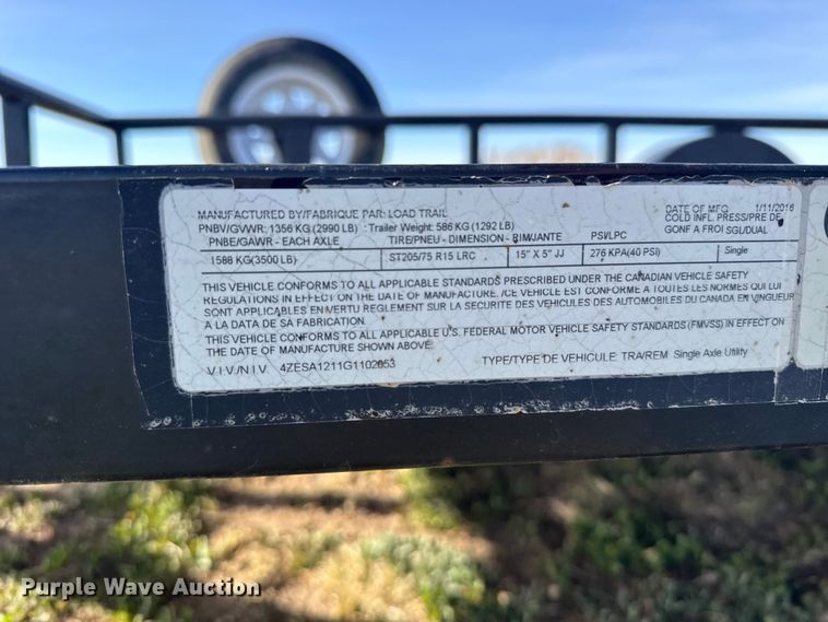image for item FB7128 2016 Load Trail utility trailer