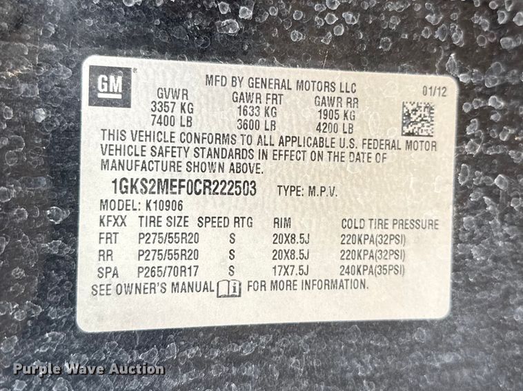image for item FB7438 2012 GMC Yukon SUV
