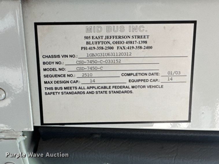 image for item FB7452 2003 Chevrolet Express school bus