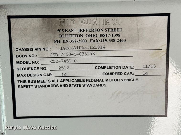 image for item FB7453 2003 Chevrolet Express school bus