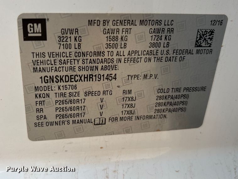 image for item FC2350 2017 Chevrolet Tahoe Police SUV