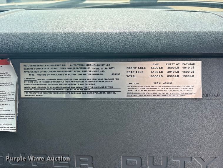 image for item FC2401 2016 Ford F250 Super Duty Ext. Cab utility bed pickup truck