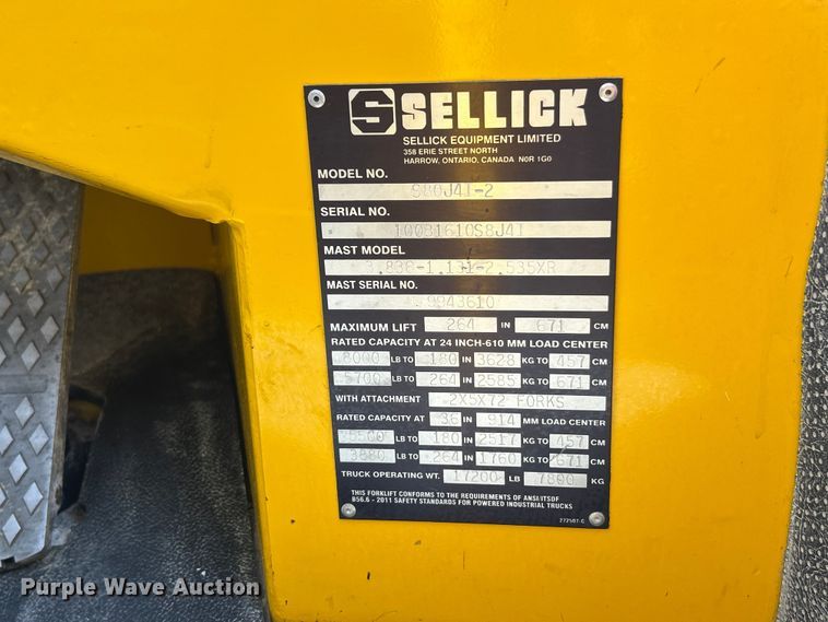 image for item FC2691 Sellick S80J4I-2 forklift