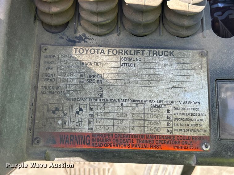 image for item FC2728 Toyota 8F-GU30 forklift