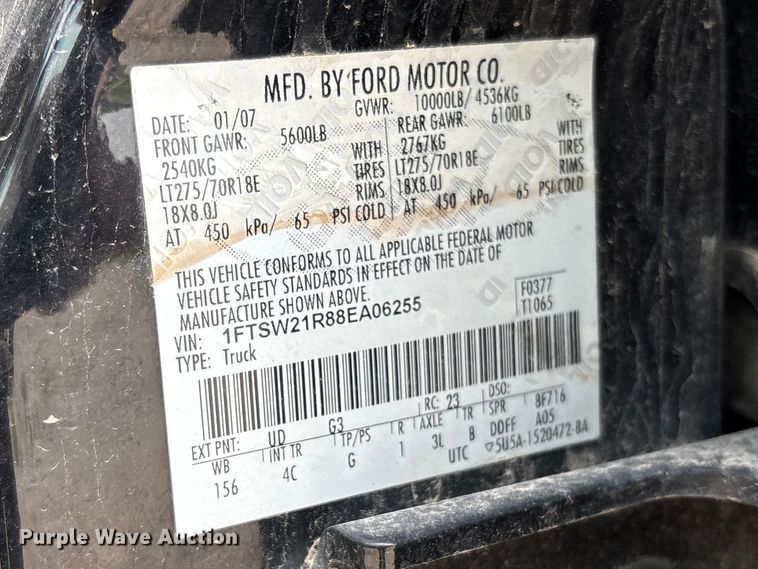 image for item FC5827 2008 Ford F250 Super Duty Crew Cab pickup truck