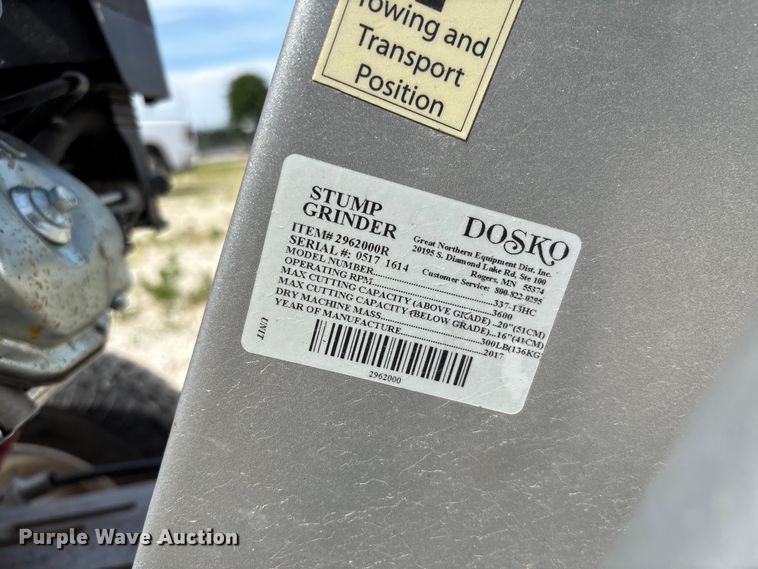 image for item FC5839 2017 Dosko 337-13HC stump grinder