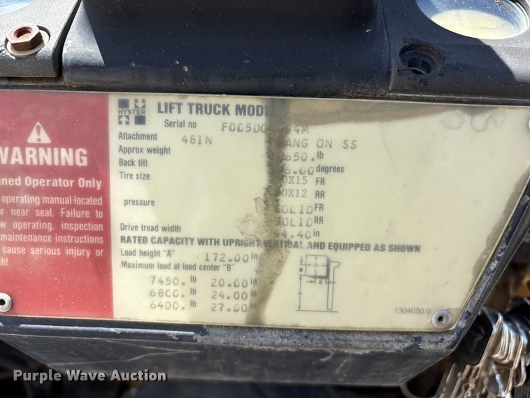 image for item FG0421 Hyster forklift