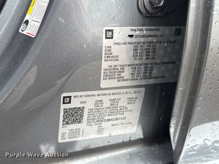 image for item FH6629 2021 GMC Sierra 1500 Crew Cab pickup truck