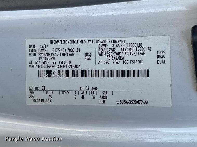 image for item OE9599 2017 Ford F550 utility / service truck