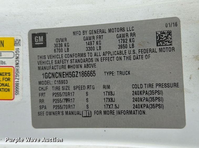 image for item YA3288 2016 Chevrolet Silverado 1500 pickup truck