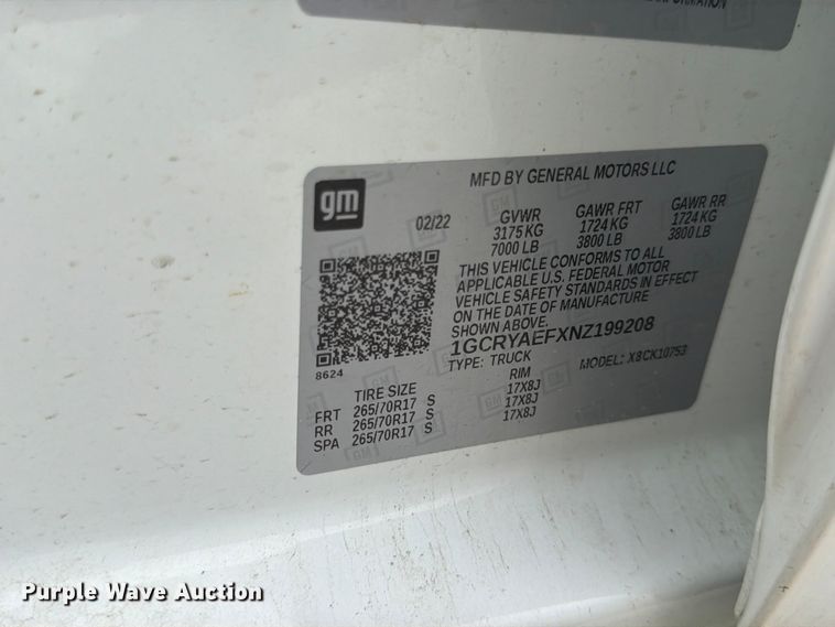 image for item YA3290 2022 Chevrolet Silverado 1500 Ext. Cab pickup truck