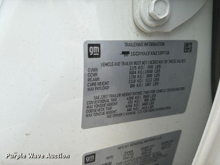 image for item YA3290 2022 Chevrolet Silverado 1500 Ext. Cab pickup truck