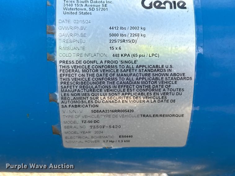 image for item YA3703 2024 Genie TZ-50 DC boom lift