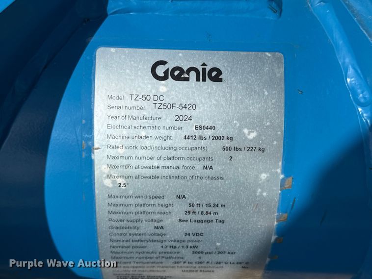 image for item YA3703 2024 Genie TZ-50 DC boom lift