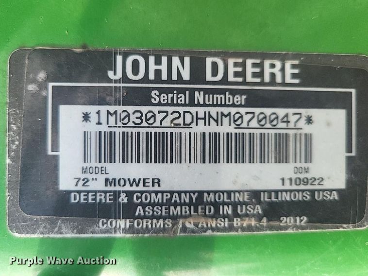 image for item YA3772 2022 John Deere 72D mower deck