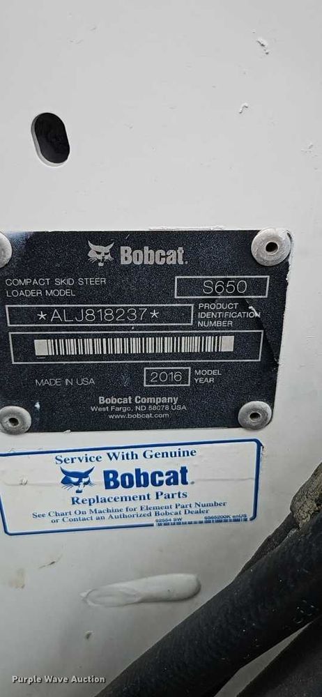 image for item DQ7803 2016 Bobcat S650 skid steer loader