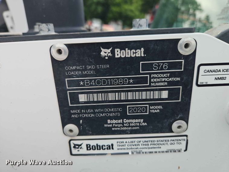 image for item DQ7808 2020 Bobcat S76 skid steer loader