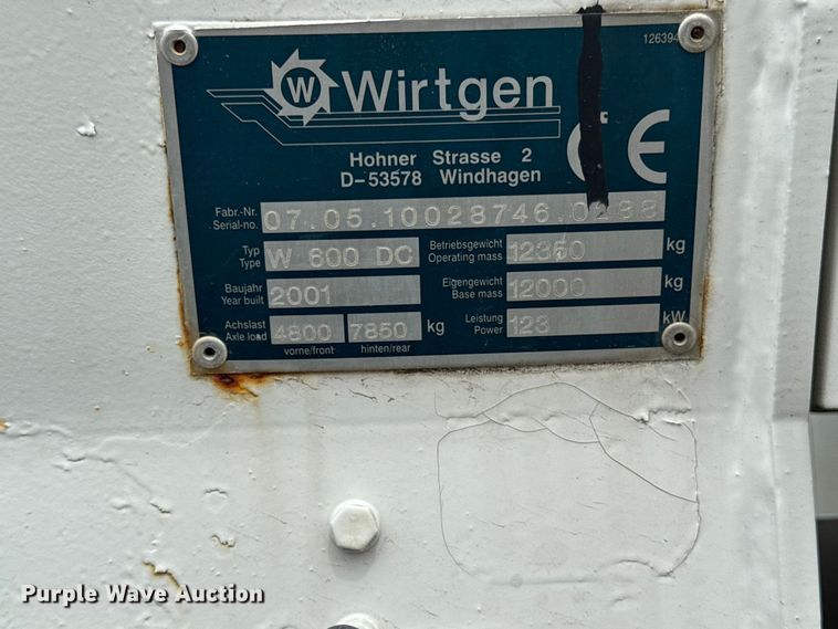 image for item DV2012 2001 Wirtgen W600DC milling machine