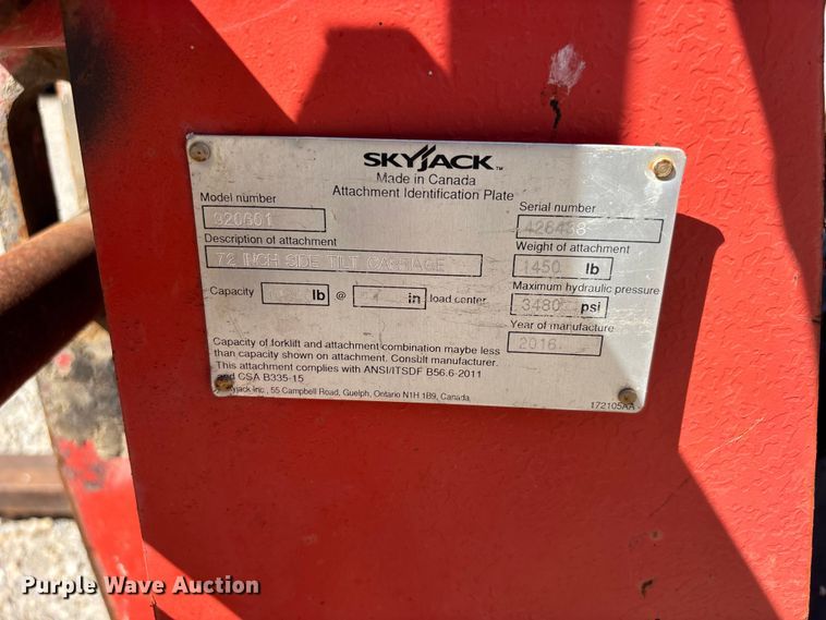 image for item DV4396 2016 Skyjack SJ1056TH telehandler