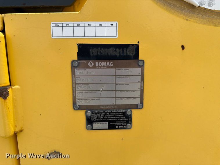 image for item ED5295 2013 Bomag BW 161 AD-4 double drum vibratory roller