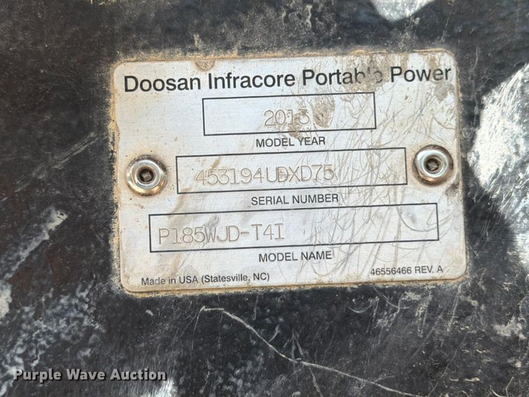 image for item ED5300 2013 Doosan P185WJD-T41 air compressor