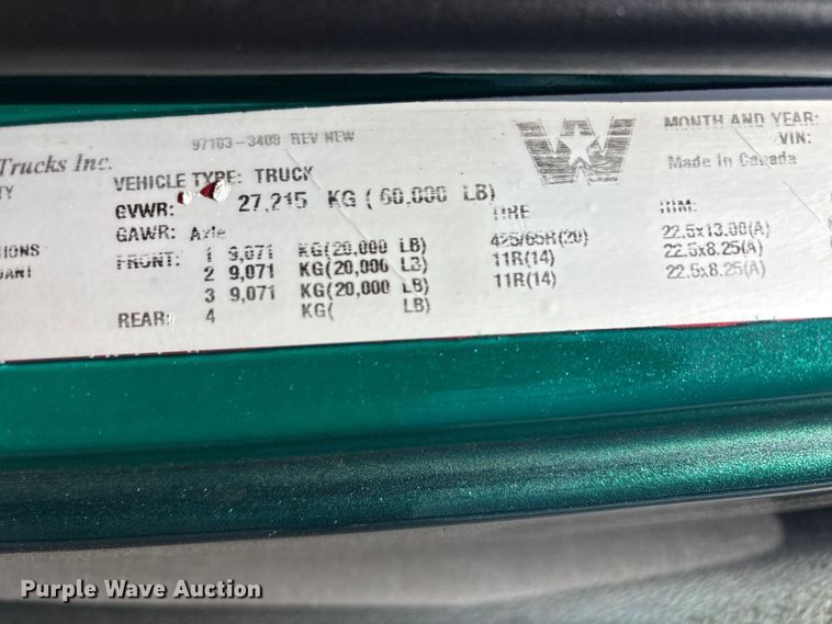 image for item EG9094 2001 Western Star 4900 dump truck