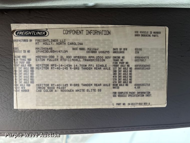 image for item EG9102 2005 Freightliner Business Class M2 Crew Cab crane truck