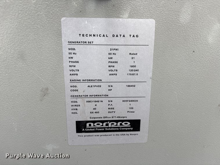 image for item EG9127 2014 Wells cargo  XBCI84E1N generator