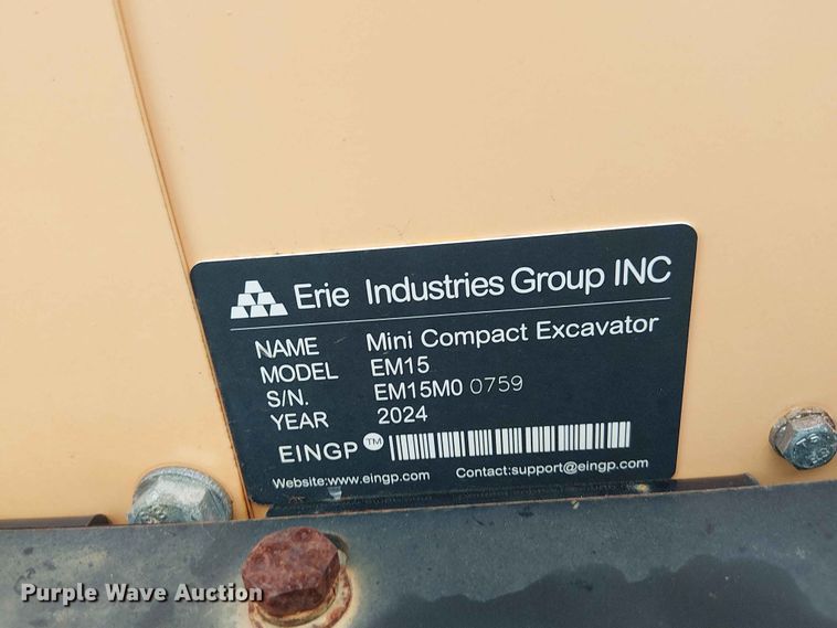 image for item EH4091 2024 Erie Industries EM15 mini excavator