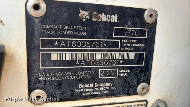 image for item EM5108 2022 Bobcat T770 tracked skid steer loader