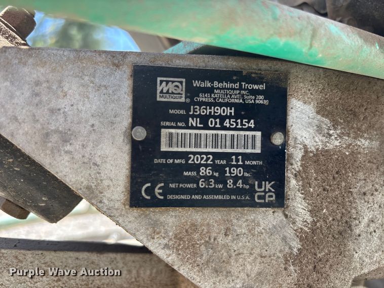 image for item ER7632 2022 Multiquip J36H90H power trowel