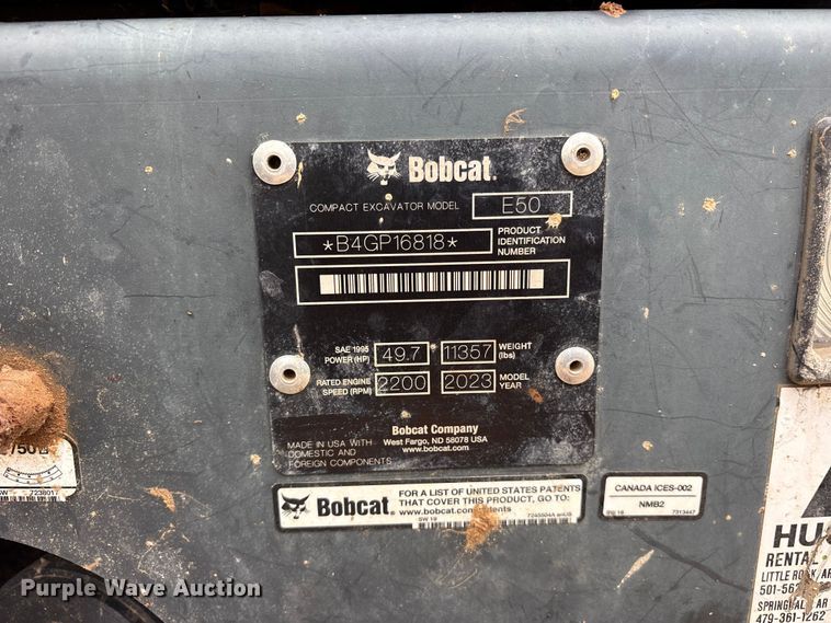 image for item ET2213 2023 Bobcat E50 mini excavator